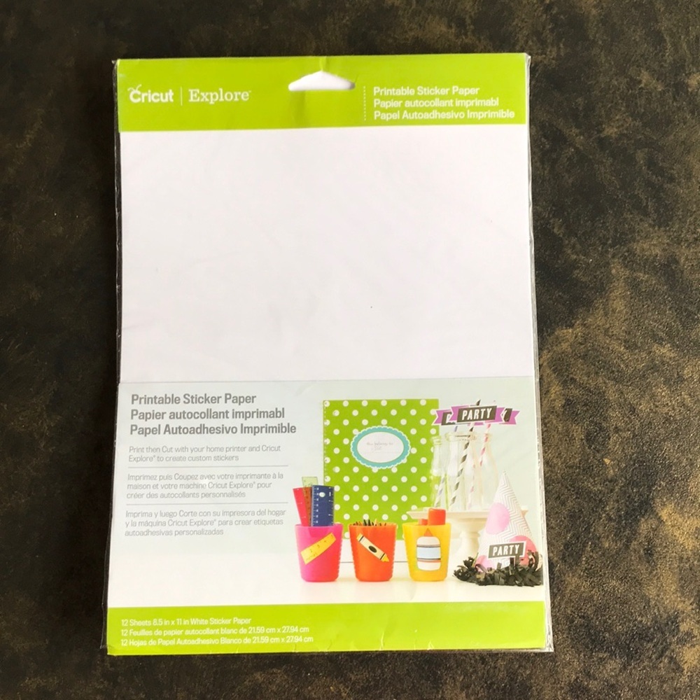 NWT Cricut Explore printable sticker paper 12 sheets custom stickers 8.5 X 11
